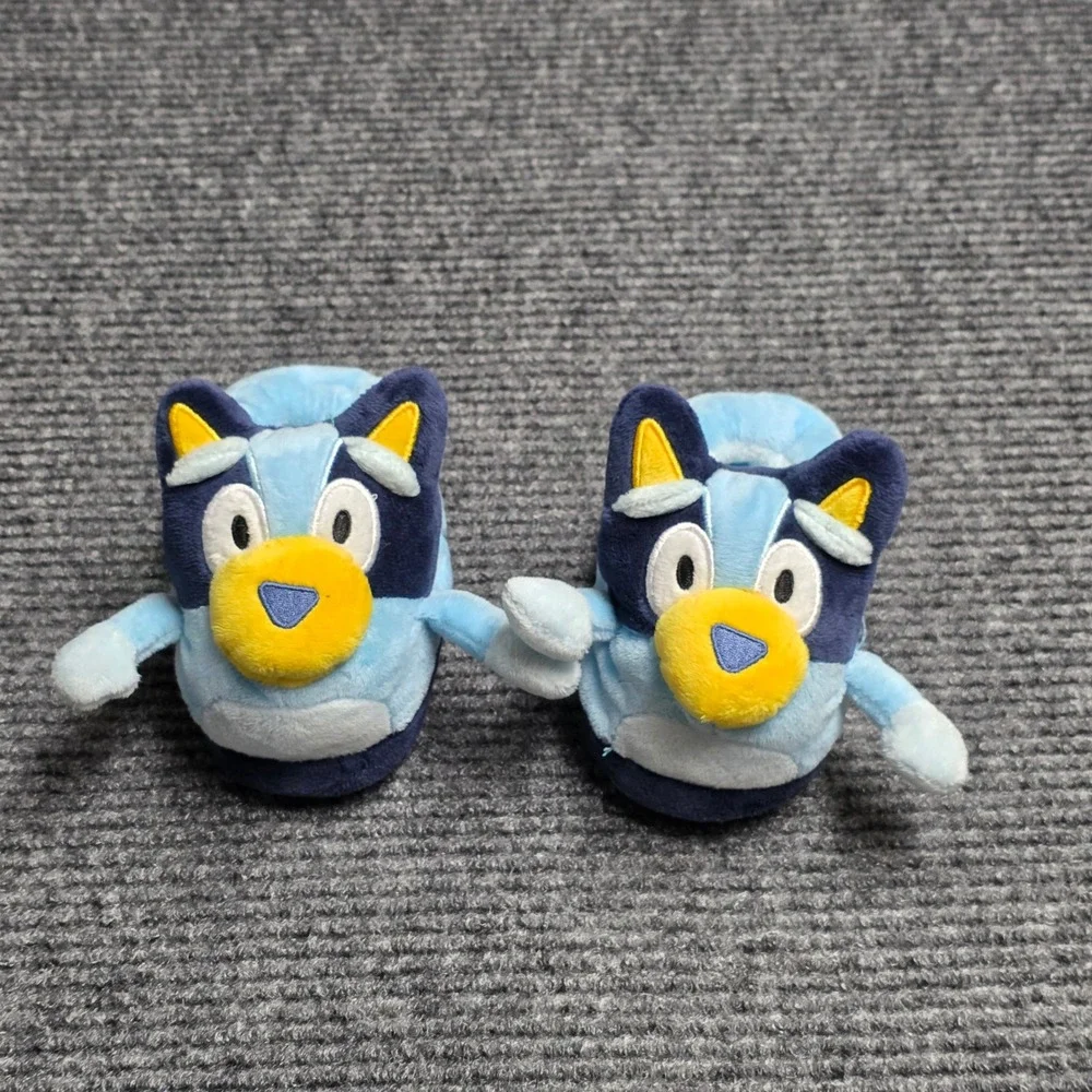 Bluey Plush Slippers Boy's Girl's Toddler Size 7/8‎ Blue Navy Yellow